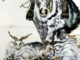 梁平波国画“藏民牧羊”