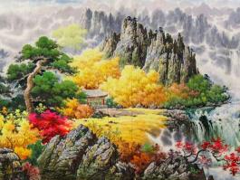 朝鲜风景山水画 