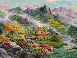 朝鲜风景山水画 