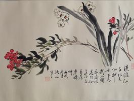 宁鸿心国画”水仙” 